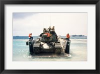 Framed Army soldiers on a military tank in the sea, M551 Sheridan