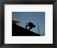 Framed Skateboarder About to Go Down a Halfpipe