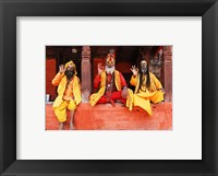 Framed Three Saddhus at Kathmandu Durbar Square