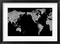 Framed Close-up of a world map - black