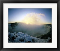 Framed Sunrise over a waterfall, Niagara Falls, Ontario, Canada