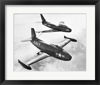 Framed High angle view of two fighter planes in flight