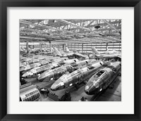 Framed Incomplete Bomber Planes on the Final Assembly Line in an Airplane Factory, Wichita, Kansas, USA