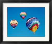 Framed 3 Multi-Colored Hot Air Balloons Flying