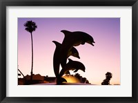 Framed Dolphin Fountain on Stearns Wharf, Santa Barbara Harbor, California, USA