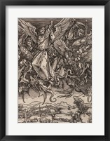 Framed St. Michael Fighting the Dragon by Albrecht Durer, 1498