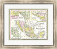 Framed 1850 Mitchell Map of Mexico Texas