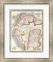 Framed 1860 Mitchell's Map of Peru, Ecuador, Venezuela, Columbia and Argentina