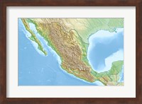 Framed Mexico Relief Location Map