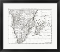 Framed 1730 Covens and Mortier Map of Southern Africa