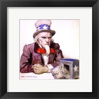 Framed James Montgomery Flagg  -Uncle Sam With Empty Treasury 1920