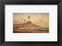 Framed Gideon Jacques Denny - 'Waikiki Beach', oil on canvas, 1868