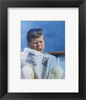 Framed President Kennedy Reading the New York Times