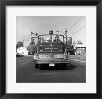 Framed Fire engine on road