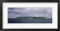 Framed US Navy, A rainbow appears over the USS Arizona Memorial