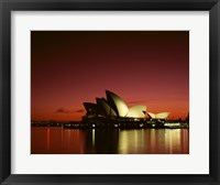 Framed Opera house lit up at night, Sydney Opera House, Sydney, Australia