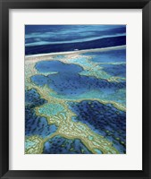 Framed Aerial view of a coastline, Great Barrier Reef, Australia