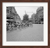 Framed Cyclists in action tour de france 1960