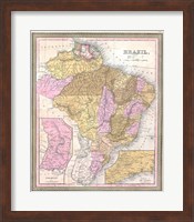 Framed 1850 Mitchell Map of Brazil, -1849