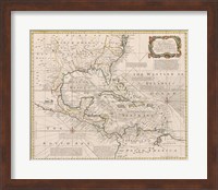 Framed 1720 Map of the West Indies