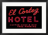 Historic El Cortez Hotel neon sign, Freemont Street, Las Vegas Framed Print