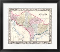 Framed 1864 Mitchell Map of Washington D.C.