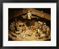 Framed Close-up of figurines depicting a nativity scene