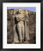 Statue of Buddha carved in a rock, Gal Vihara, Polonnaruwa, Sri Lanka Framed Print