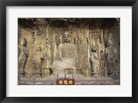 Buddha Statue in a Cave, Longmen Caves, Luoyang, China Framed Print