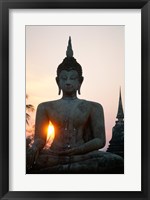 Seated Buddha at Sunset, Wat Mahathat, Sukhothai, Thailand Framed Print