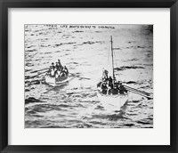 Framed Titanic Life Boats on Way to Carpathia