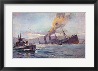 U-boat Sinking a Troop Transport Ship Framed Print