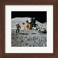 Framed Apollo 15 Lunar Module Pilot James Irwin Salutes the U.S. Flag