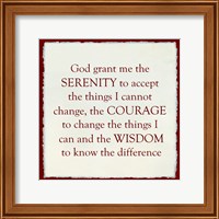 Framed Serenity Prayer - red border