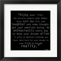 Framed Enjoy Life, Jimmy V Quote