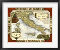 Framed Wine Map of Italy