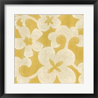 Suzani Silhouette in Yellow II Framed Print