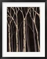 Midnight Birches I Framed Print