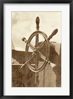 Sepia Ship's Wheel I Framed Print