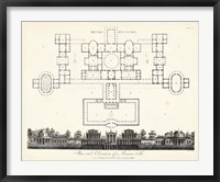 Framed Plan & Elevation for a Roman Villa