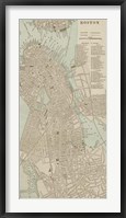Framed Tinted Map of Boston