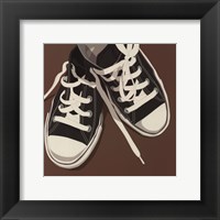 Lowtops (black on brown) Framed Print