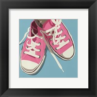 Lowtops (pink on blue) Framed Print