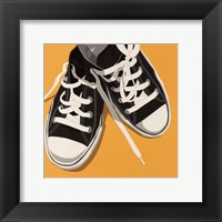 Lowtops (black on yellow) Framed Print