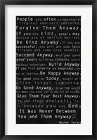 Framed Mother Teresa Quote Black