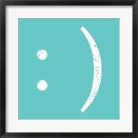 Aqua Smiley Framed Print