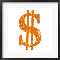 Framed Orange Dollar Sign