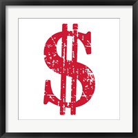 Framed Red Dollar Sign