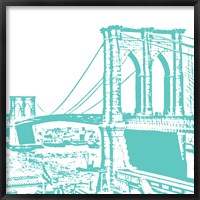 Framed Aqua Brooklyn Bridge