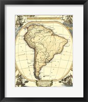 Framed Nautical Map of South America